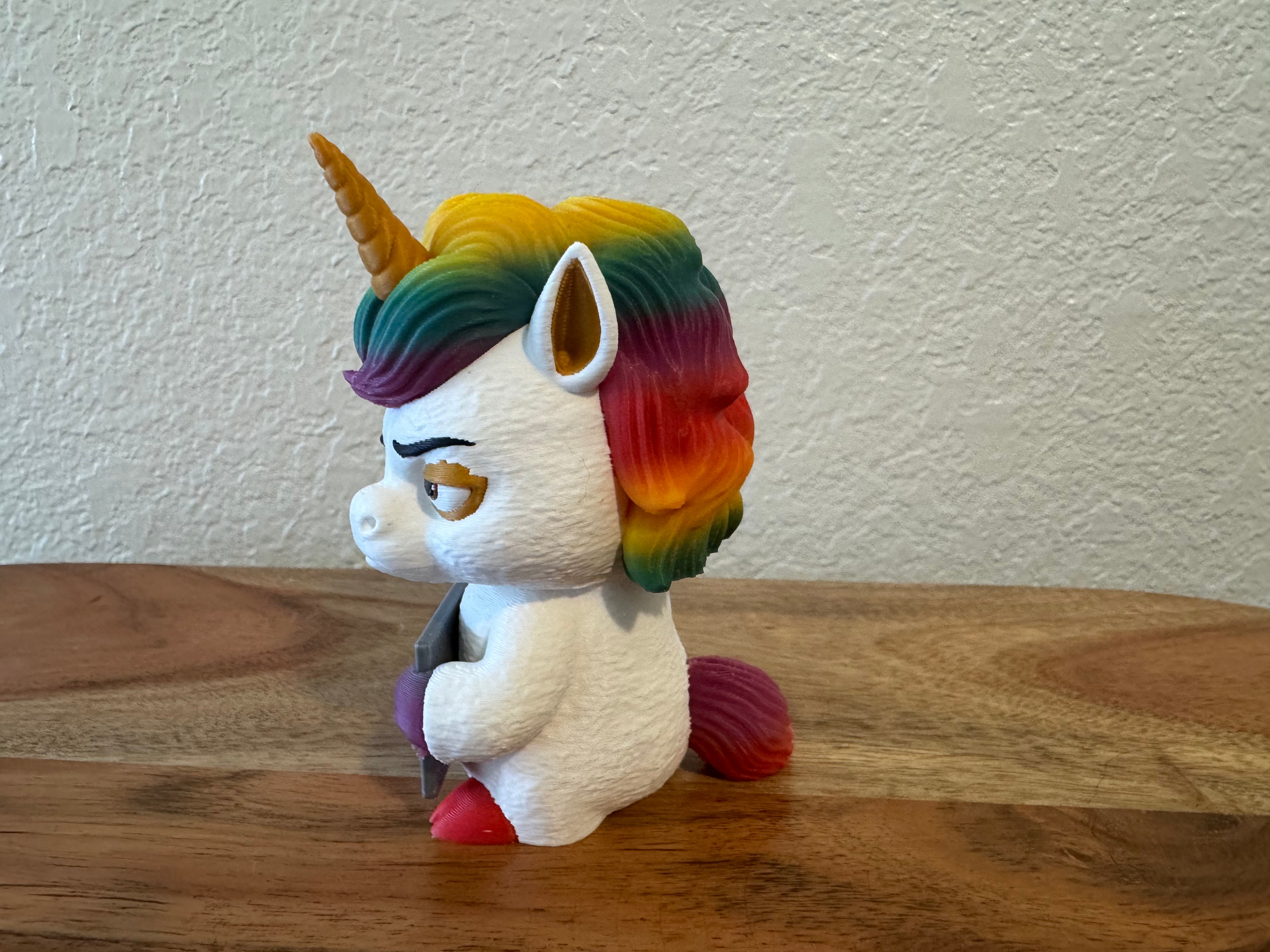 AWA Unicorn - Funny Unicorn Desk Buddy | Animals with Attitude | 4" 3D Printed Unicorn with Interchangeable Sign