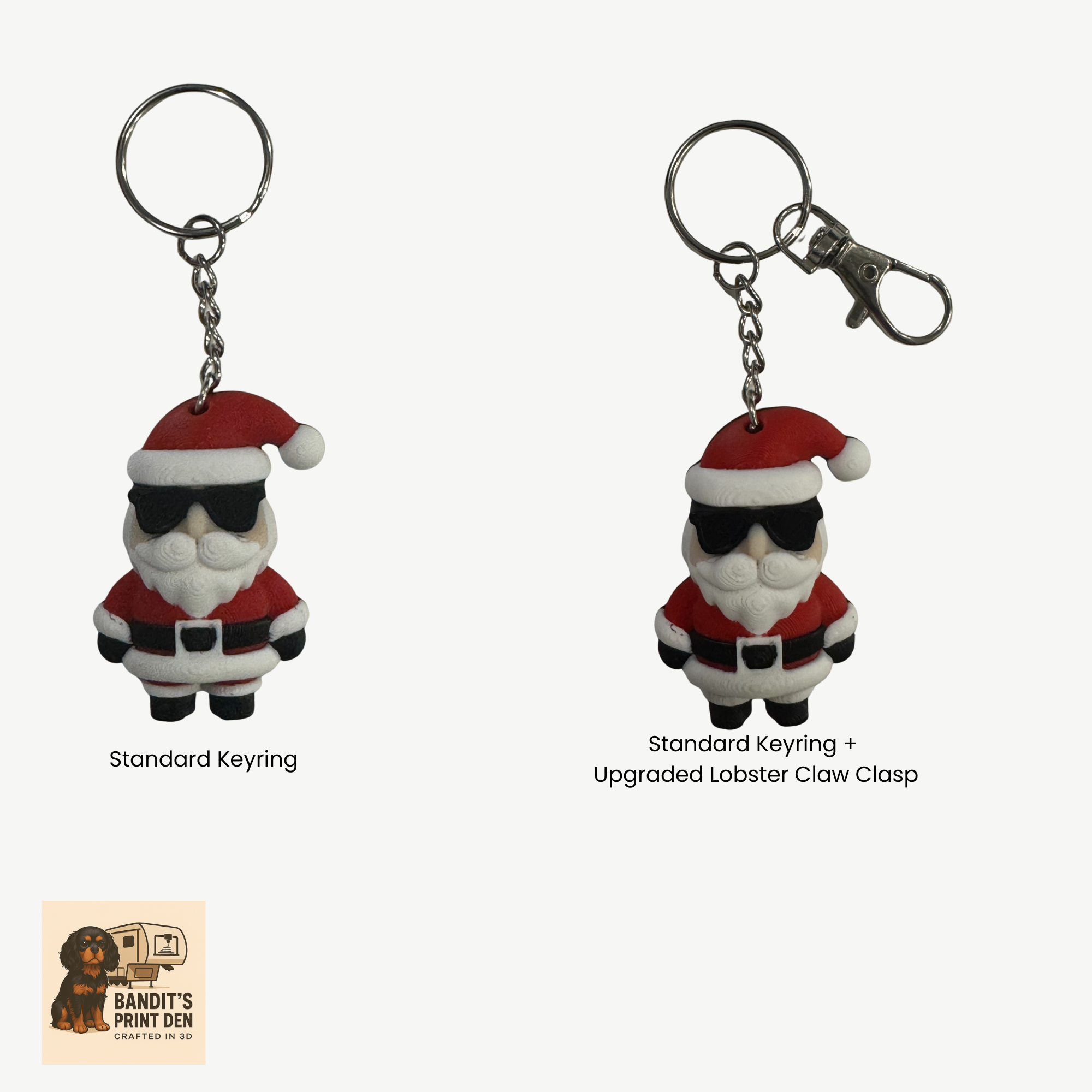 Cool Santa Ornament / Keyring – 3D Printed Christmas Decoration | Holiday Ornament | Modern Santa | Giftable Tree Hanger