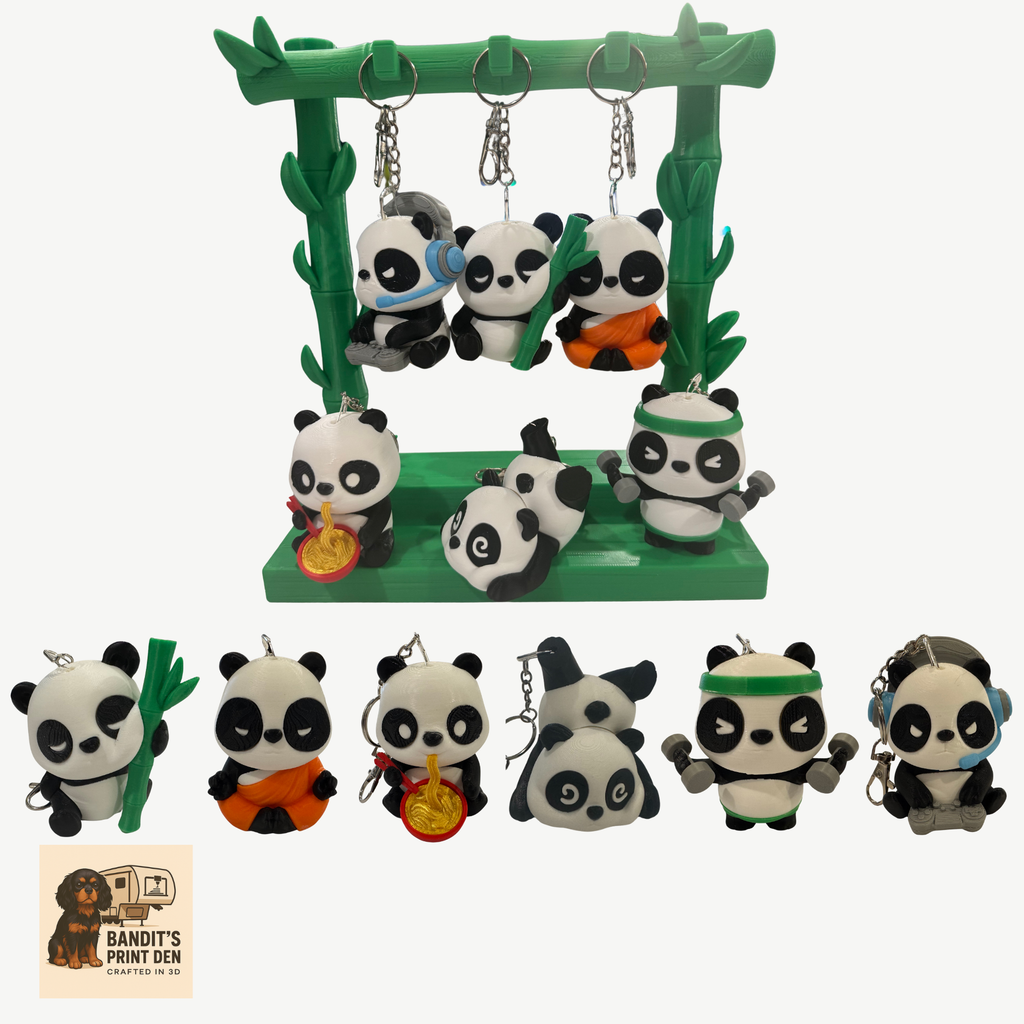 Pandamonium Panda Keychain, Purse /Backpack Clip Collection