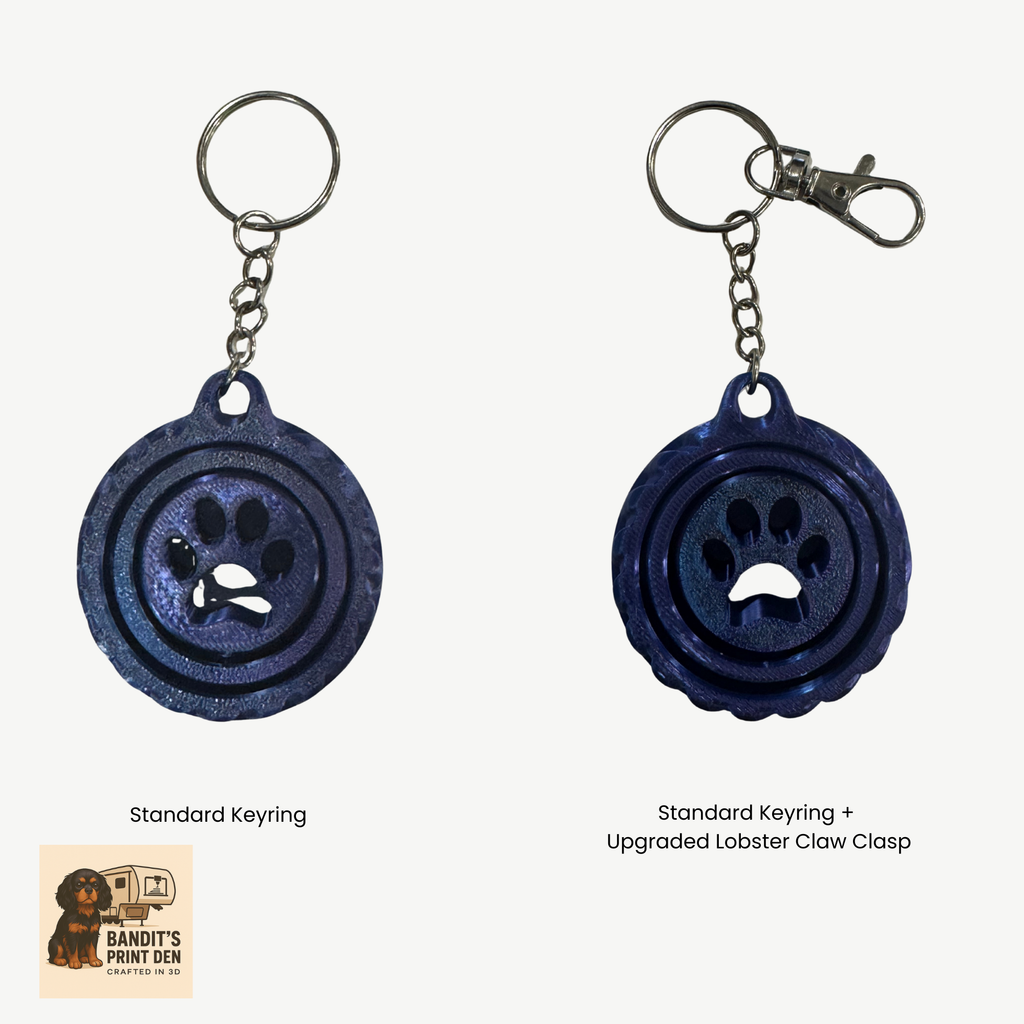 Paw Print Spinner Keychain – 3D Printed Fidget Keychain | Pet Lover Gift | Stress Reliever | Bag Accessory