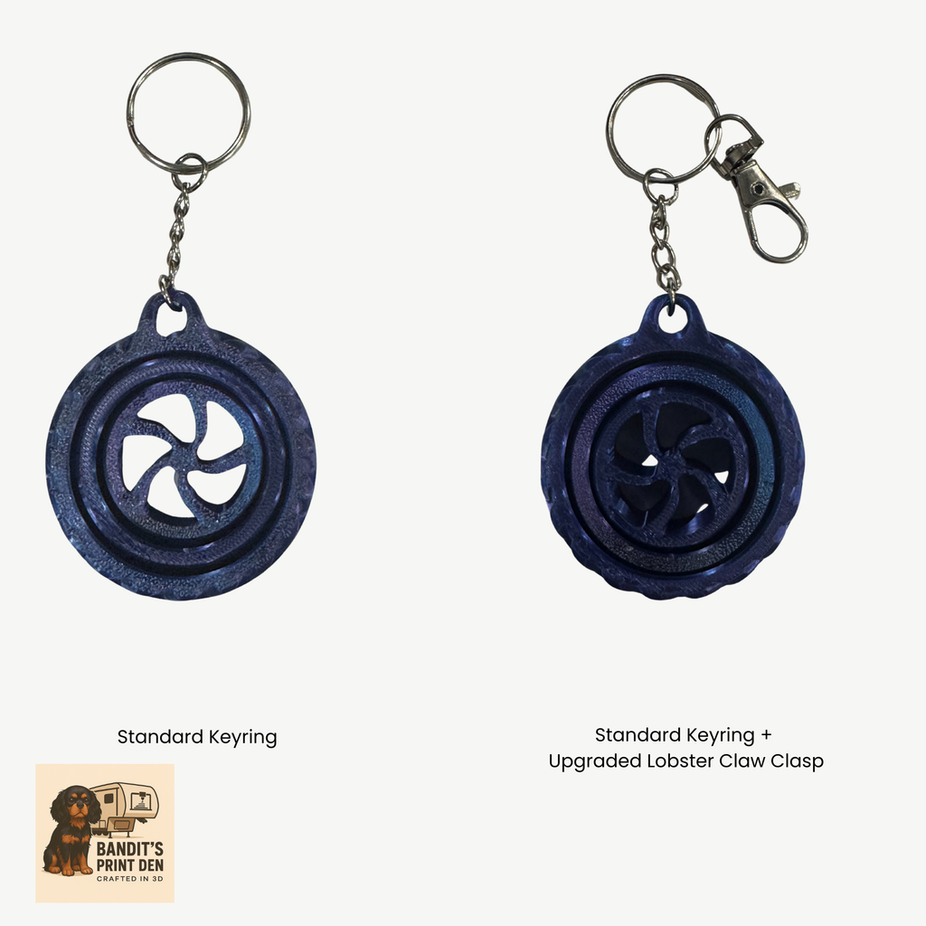 Swirl Spinner Keychain – 3D Printed Tire/Wheel Fidget Keychain | Smooth Spin | Everyday Carry | Stress Reliever Gift
