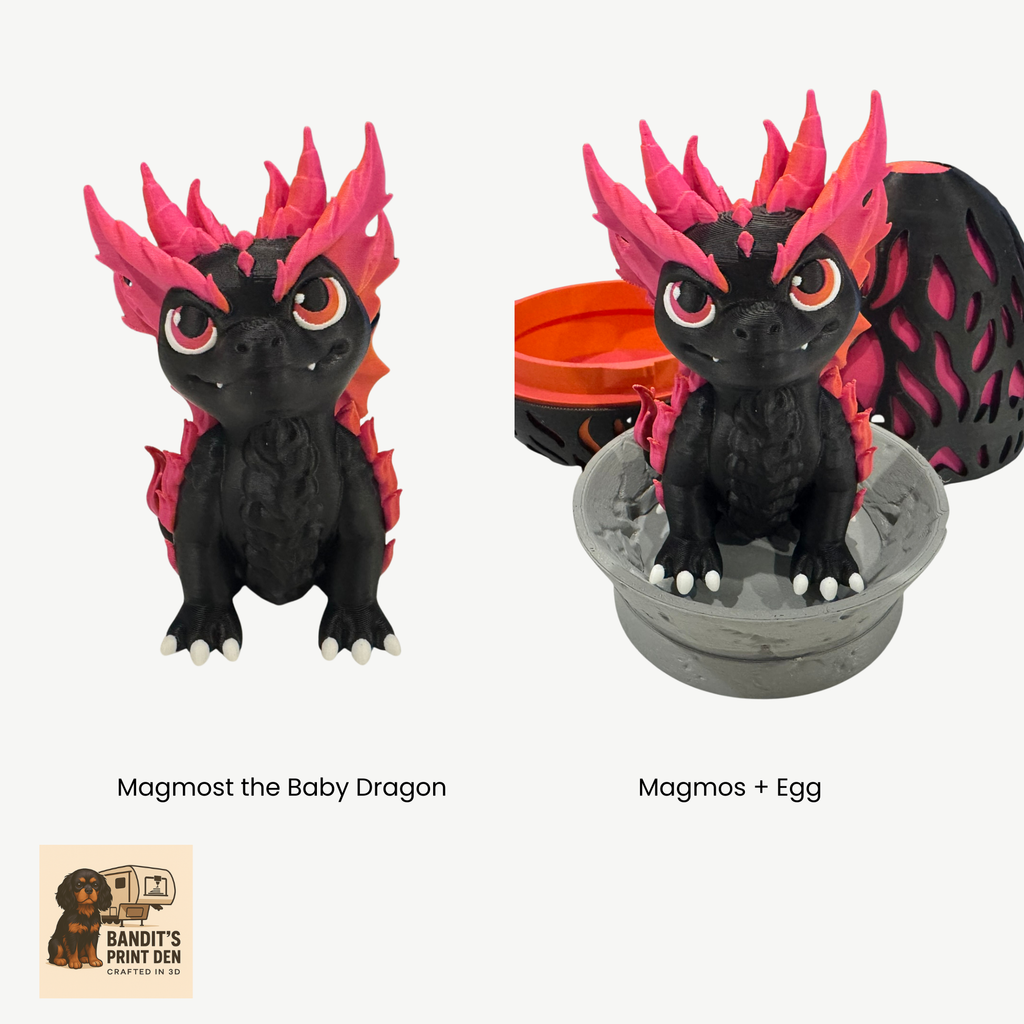 Magmos & Molten Dragon Egg – Lava Dragon Figurine & Hatchable Egg Display