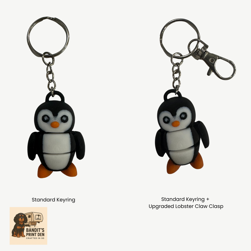 Penguin Articulated Figure Keychain – Cute Flexi Companion | Fidget Toy | 3D Printed Keychain Accessory