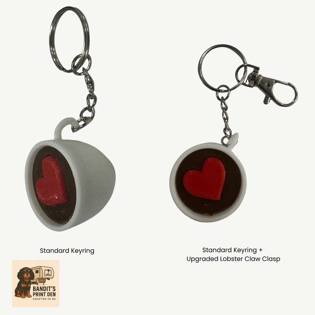 Heart Espresso Cup Keychain – 3D Printed Mini Espresso Mug with Heart | Coffee Lover Gift | Barista Keychain | Cute Bag Charm