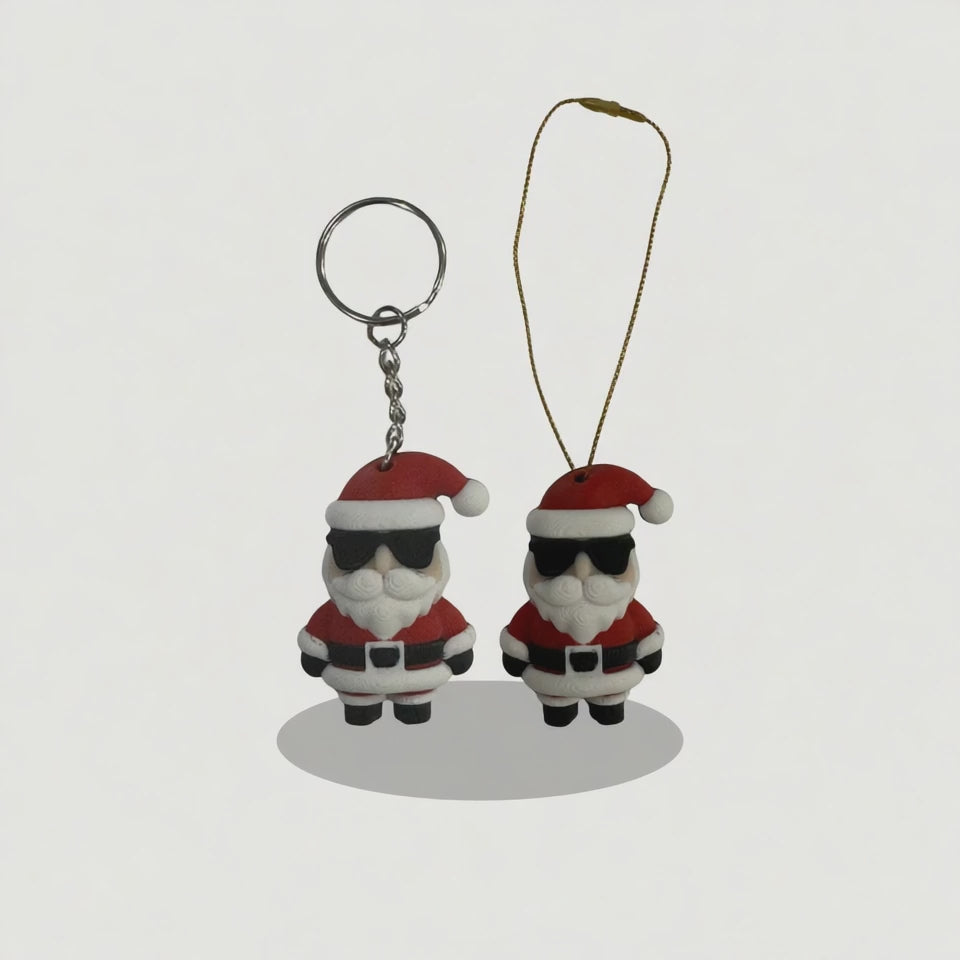 Cool Santa Ornament / Keyring – 3D Printed Christmas Decoration | Holiday Ornament | Modern Santa | Giftable Tree Hanger