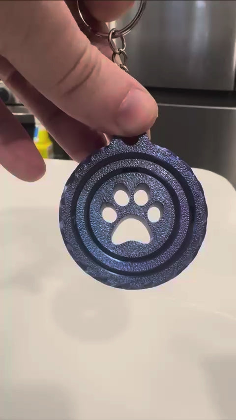 Paw Print Spinner Keychain – 3D Printed Fidget Keychain | Pet Lover Gift | Stress Reliever | Bag Accessory