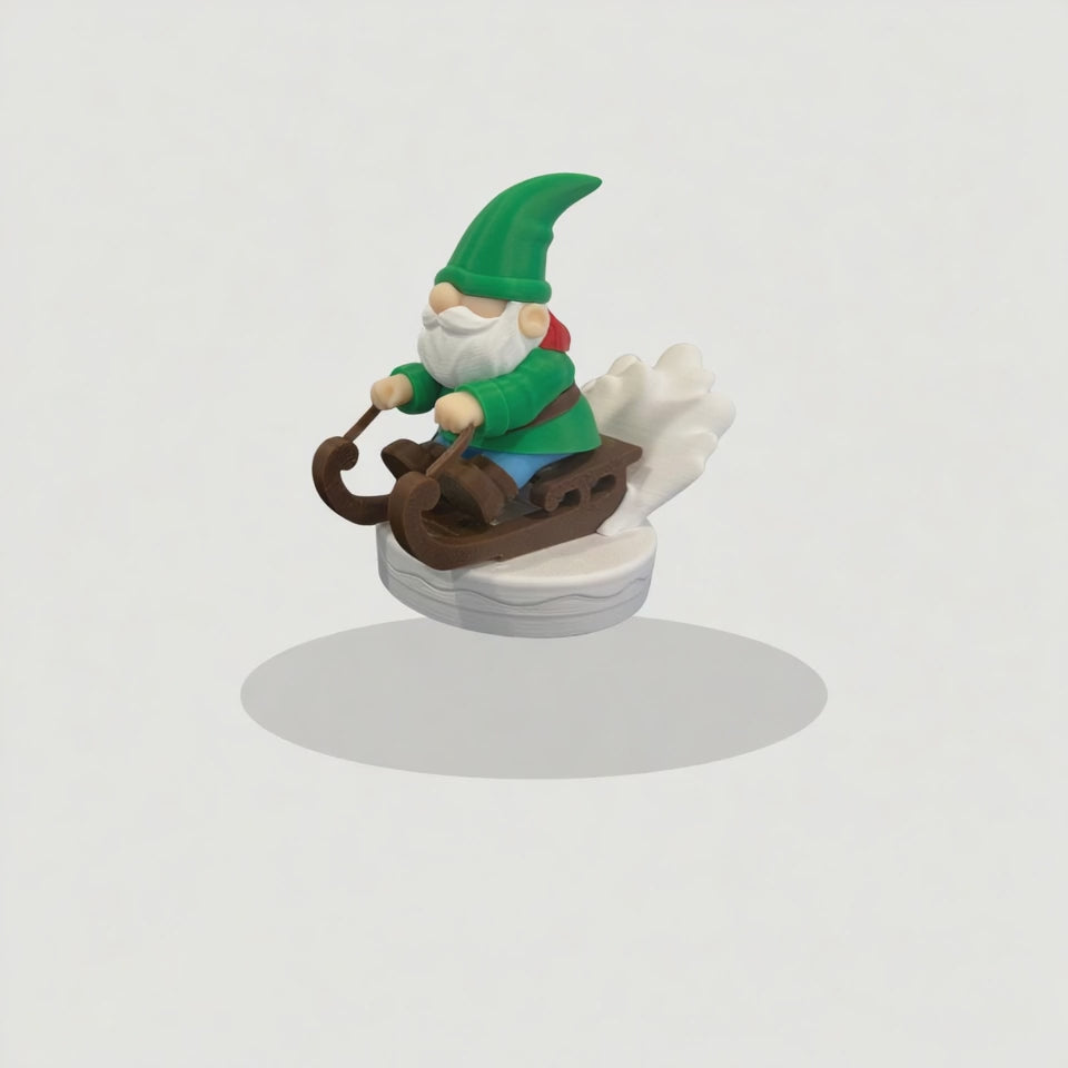 Frost Rider Gnome – 3D Printed Holiday Figurine
