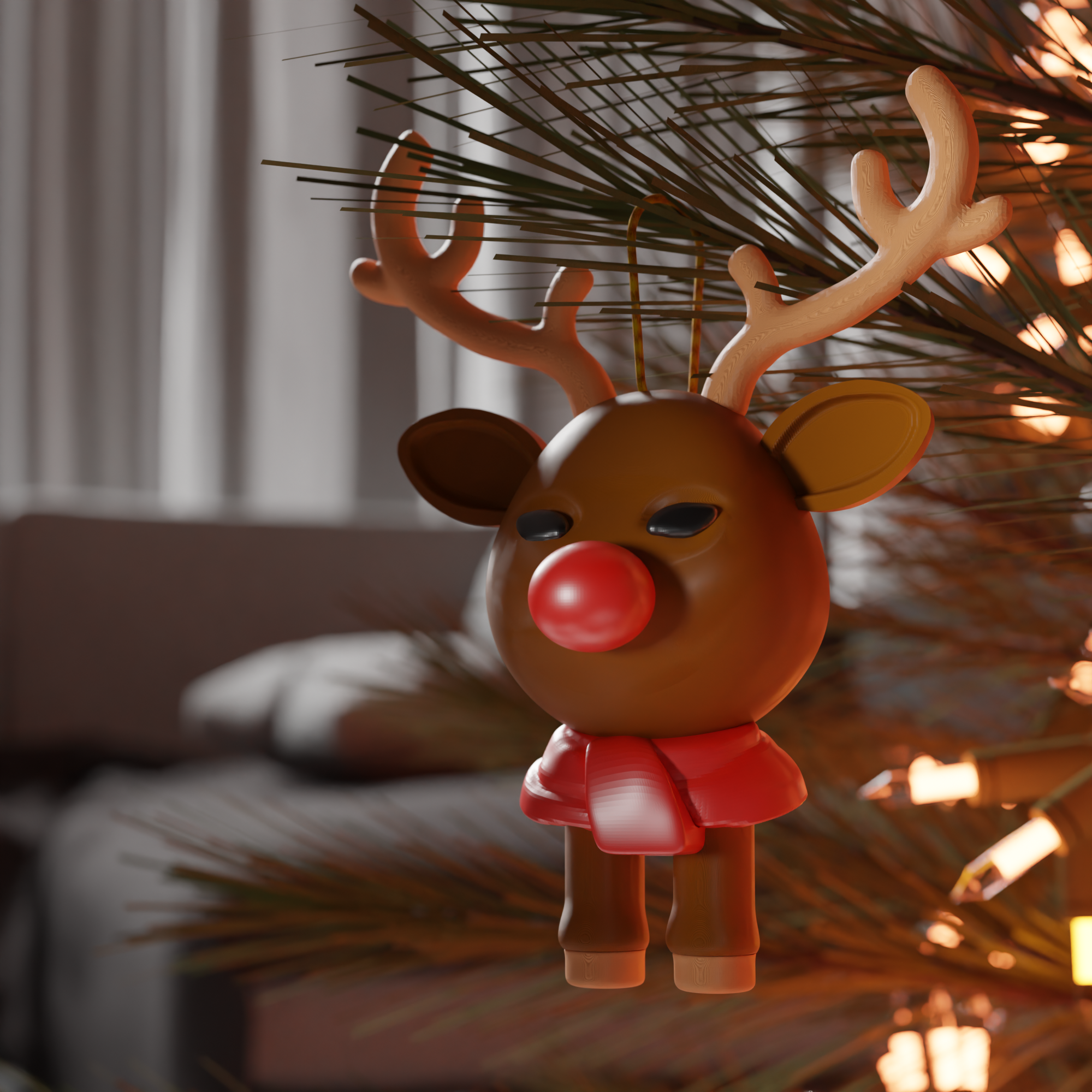 Reindeer Ornament – 3D Printed Christmas Decoration | Festive Tree Hanger | Holiday Gift | Cute Minimalist Reindeer