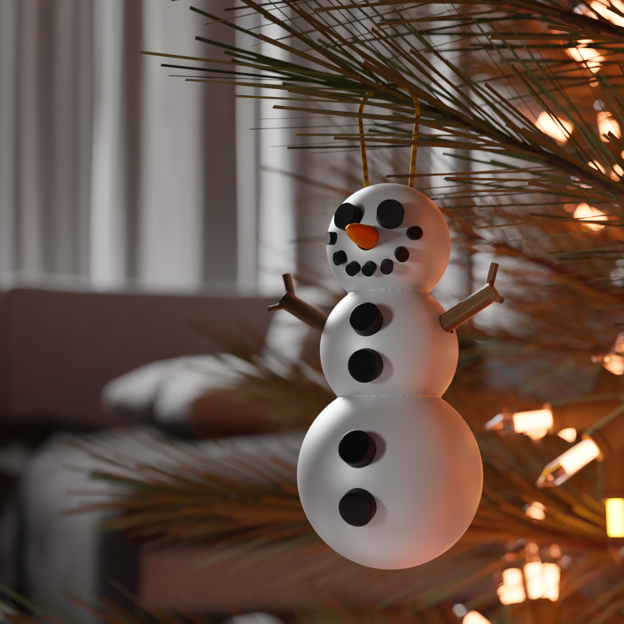 Classic Snowman Ornament – 3D Printed Holiday Decoration | Winter Tree Hanger | Cute Christmas Ornament | Seasonal Gift